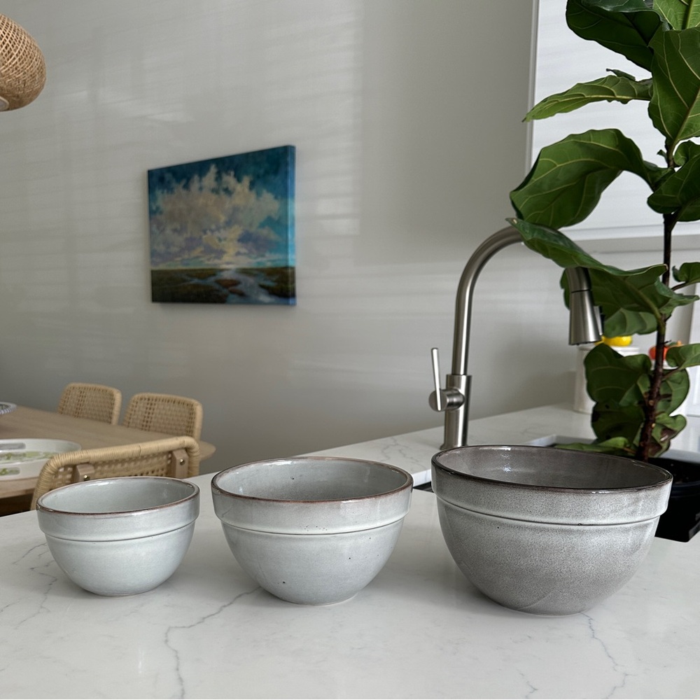 Tag Ceramic Stoneware Nesting Bowls Rustic Gray Set of 3